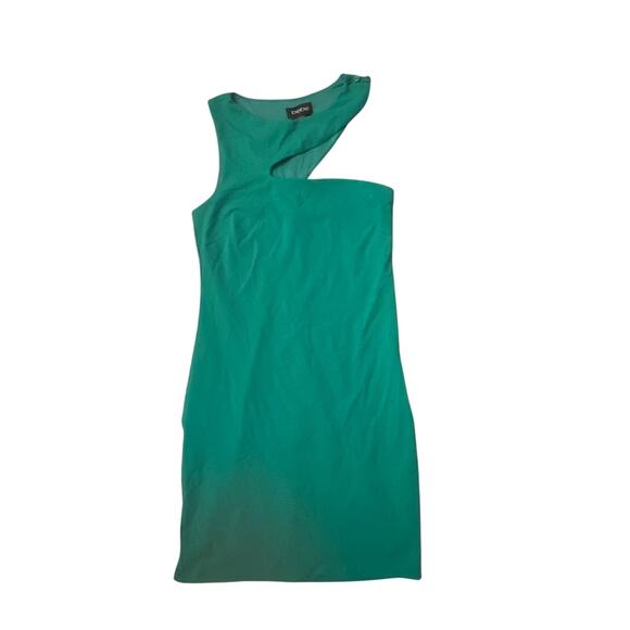 NWT Women S Bebe Top Slash Cut Out Dress Deep Green Mini Bodycon Stretch Evening - Picture 1 of 5